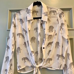 FINAL!🔥Front tie Leopard Blouse!🐆